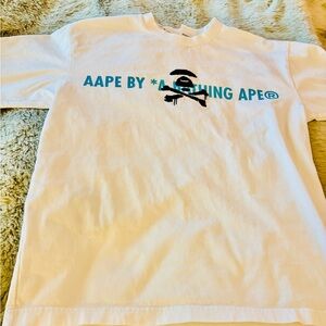 AAPE by A Bathing Ape White Graphic Long Sleeve Tee